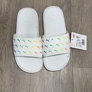 Puma White Cool Cat Bold Girls' Slides JR 4Y